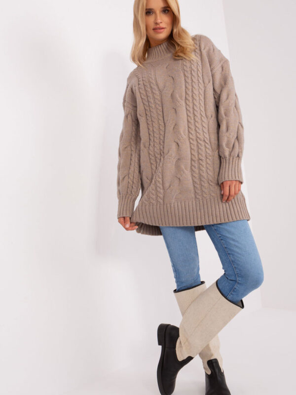 Sweter Damski Model AT-SW-2367-1.35P Dark Beige - AT